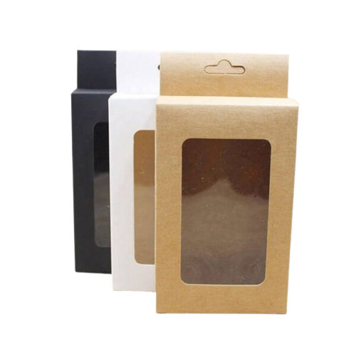 Custom Five Panel Hanger Boxes with Die-Cut PVC Window